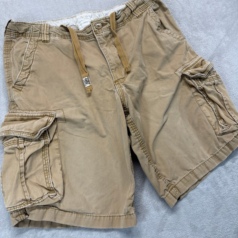 VTG Aeropostale Cargo Shorts Mens 36 Khaki Brown Authentic Drawstring Cotton Y2K